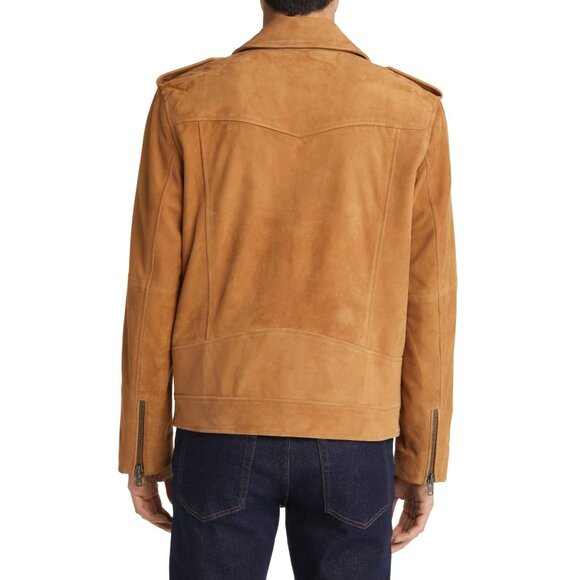 🆕OPEN EDIT from Nordstrom Suede Leather Moto Jacket Medium Camel Brown - Picture 3 of 12
